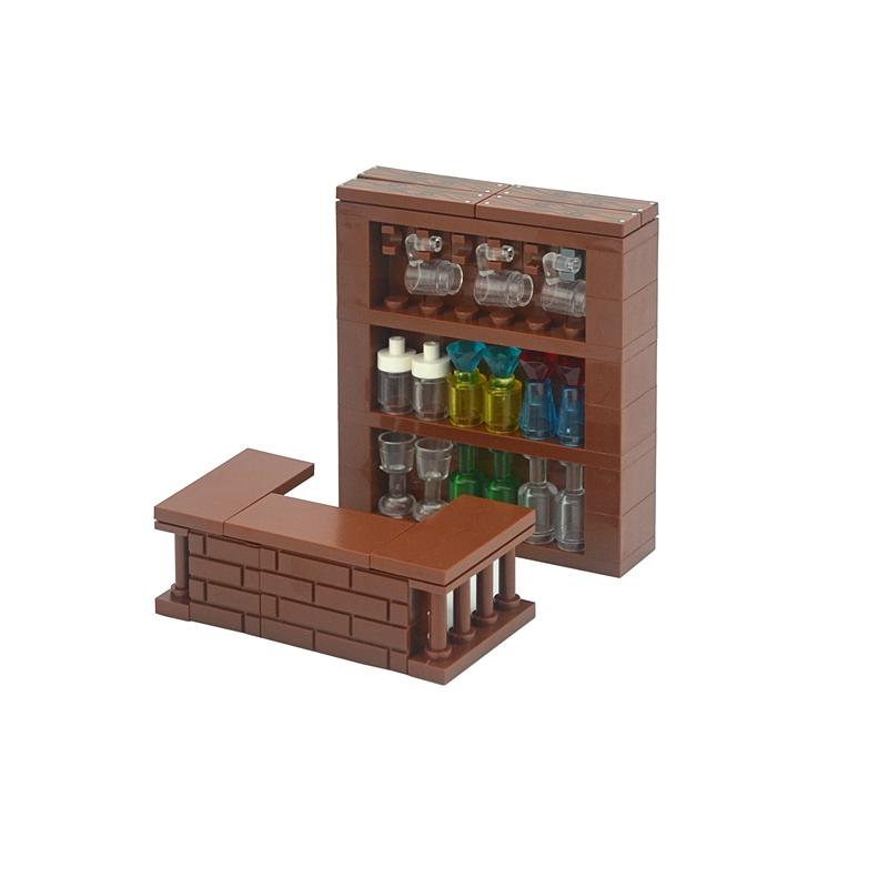 

MOC Креативная Мебель ТВ Диван Кирпичный Город Аксессуары Рождественская Елка Книжный Стол Обеденный Стол Дверь в Ванную Строительный Блок Дом Сцена