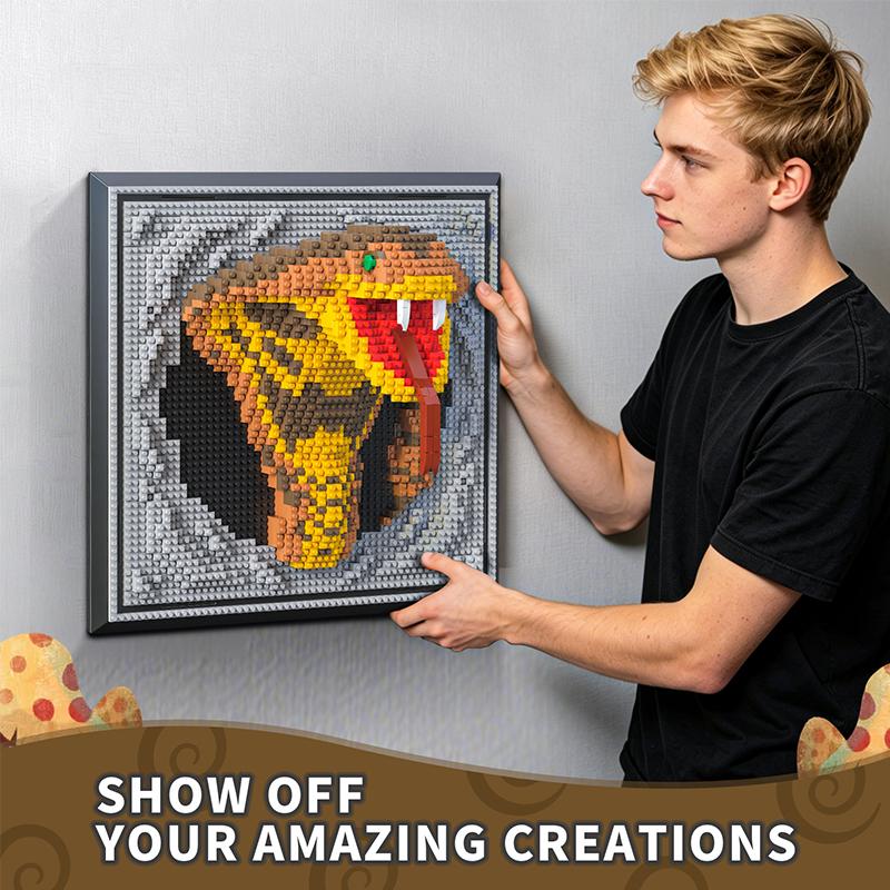 3D Wandkunst Bausteine Set Spielzeug Mikro Schlangen Porträt Wandbild Ziegel Set mit Display Rahmen für Heimdeko Geschenk