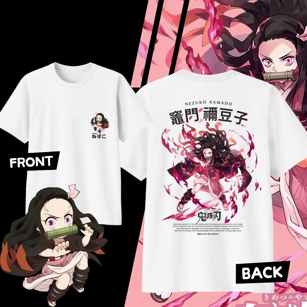 Demon Slayer Kamado Nezuko Pure Cotton Tshirt for 2026 Summer KidsUnisexsWomens Fashion Casual Cosplay Short Sleeved Tshirt
