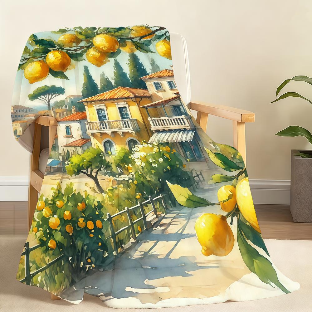Refreshing Lemon themed Blanket Soft Throw Blanket for Home Bedroom Bed Sofa Picnic Travel Office Rest Cover Blanket Gift