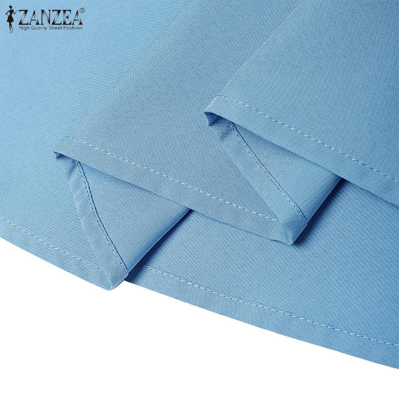 ZANZEA Women Casual V-Neck Ruffles Short Sleeve Loose Blouse