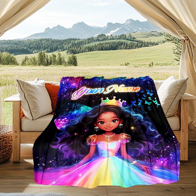 1PC Custom Name "Magical Princess Galaxy" outdooor Flannel blankets Patterns Throw Blanket All-Season Soft Gift for Couch, Bed, Camping gifts