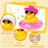 Car Duck Car Rubber Dashboard Decorations Ornament Yellow Rubber Duck with Mini Swim Ring Sun Cowboy Hat Necklace