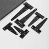 1/6set Steel T Shape Hinge Iron Triangle Hinge Rustproof Heavy Duty Furniture Hardware Black Home Door Gate Cabinet Hinges