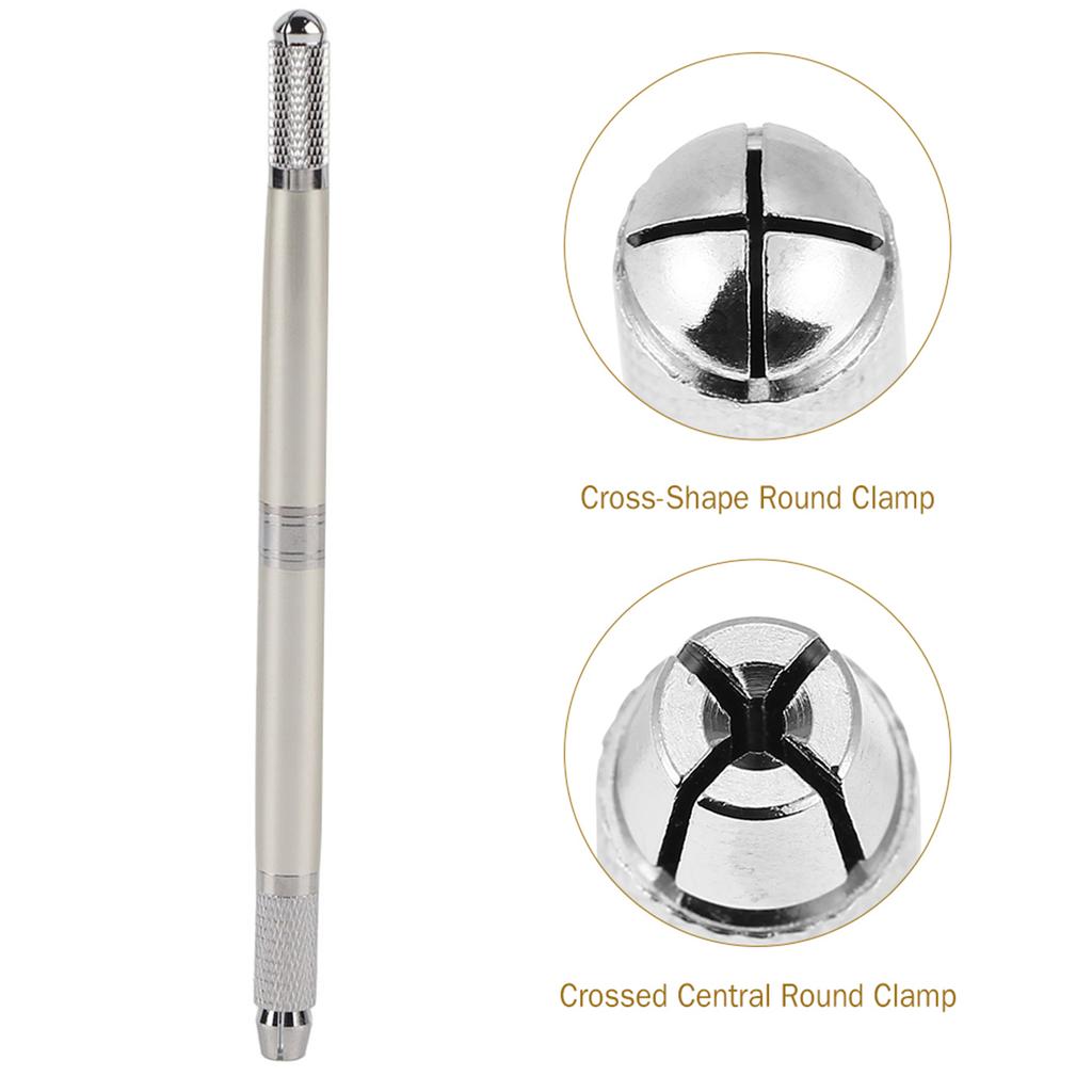 Double End Manual Permanent Microblading Eyebrow Tattoo Pen   2pcs 14Pins   2pcs Round Needles