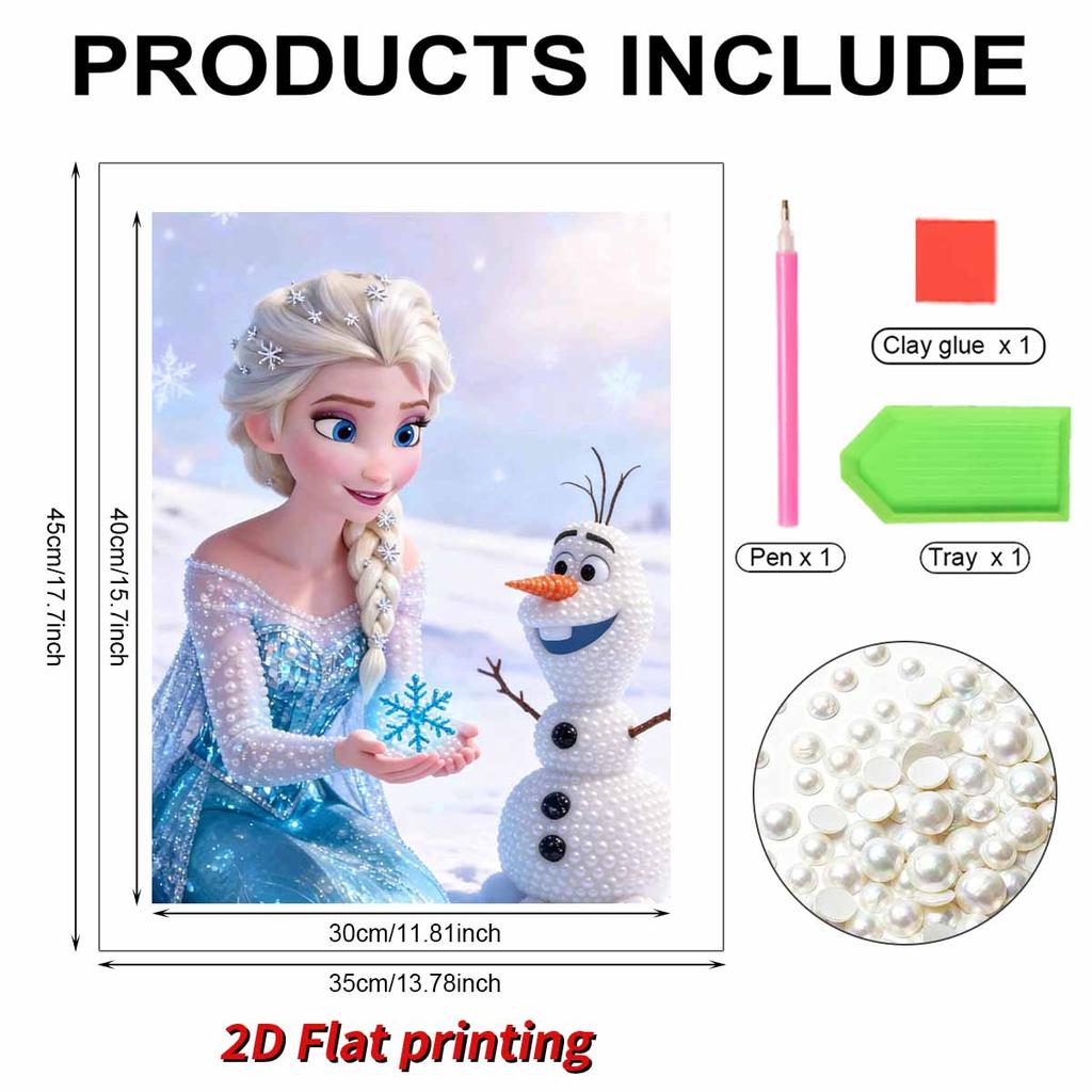 Frozen Elsa Series Pearl Effect Frameless Art | Olaf & Snowflake Winter Scene Accents | Sophisticated Art Decor for Modern Home & Gallery