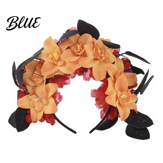 Halloween Party Hairband Floral Headband Handmade 3D Shape Widened Fit Colorful Flower