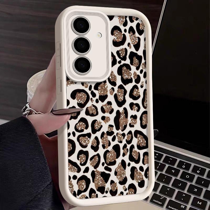 Brown Leopard Print Phone Case For Samsung Galaxy A17 A56 A16 A55 A15 A25 A36 A26 5G S25 Edge S23 S24 Ultra S24 S25 FE TPU Cover