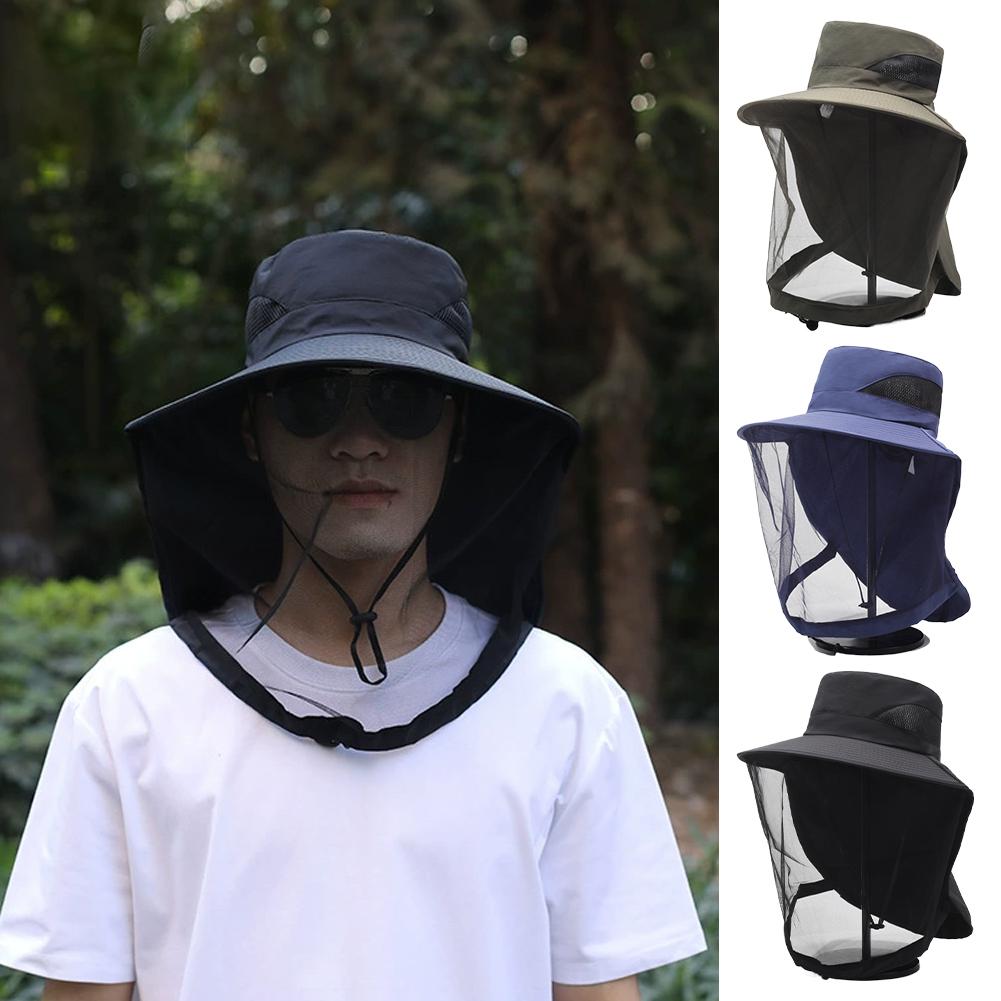 

Outdoor Camping Hiking Hat Breathable Fisherman Hat Veil Hat Proof Sun Mosquito Sunshade Protec L5U8 Green-One size