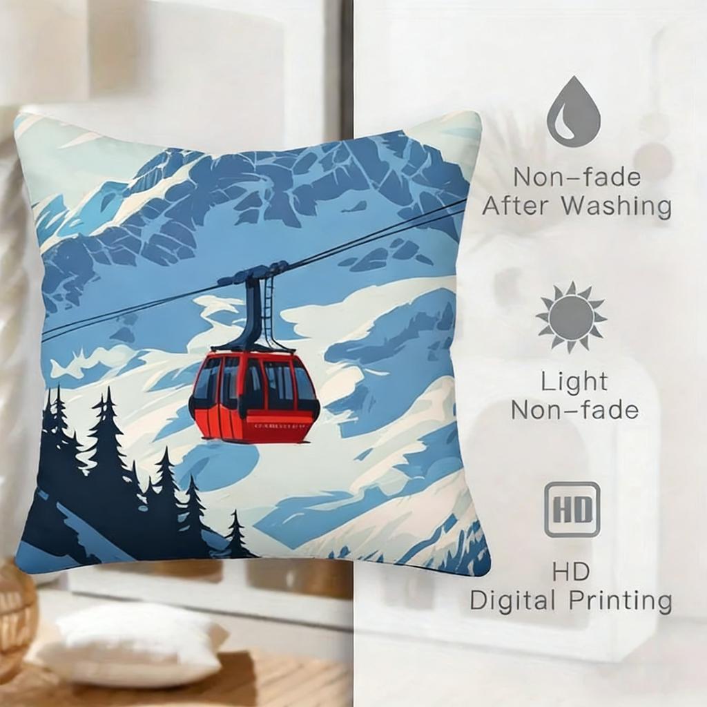 Soft Skin Friendly Ski Resort Pillow Cover Double Sided Print Polyester Fabric Comfortable Cushion Cover For Living Room Decor