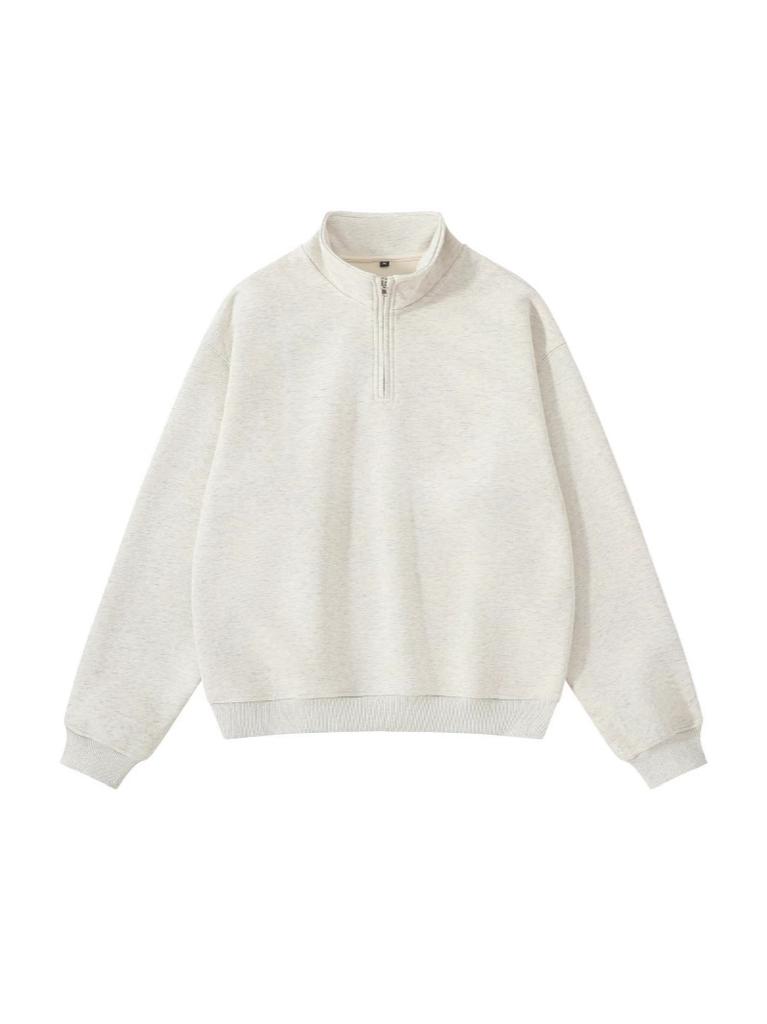 Fall Half Zip Stand Collar Loose Vintage Sweatshirt Unisex Fleece Pullover FW350 Classic Solid Color Cozy Casual