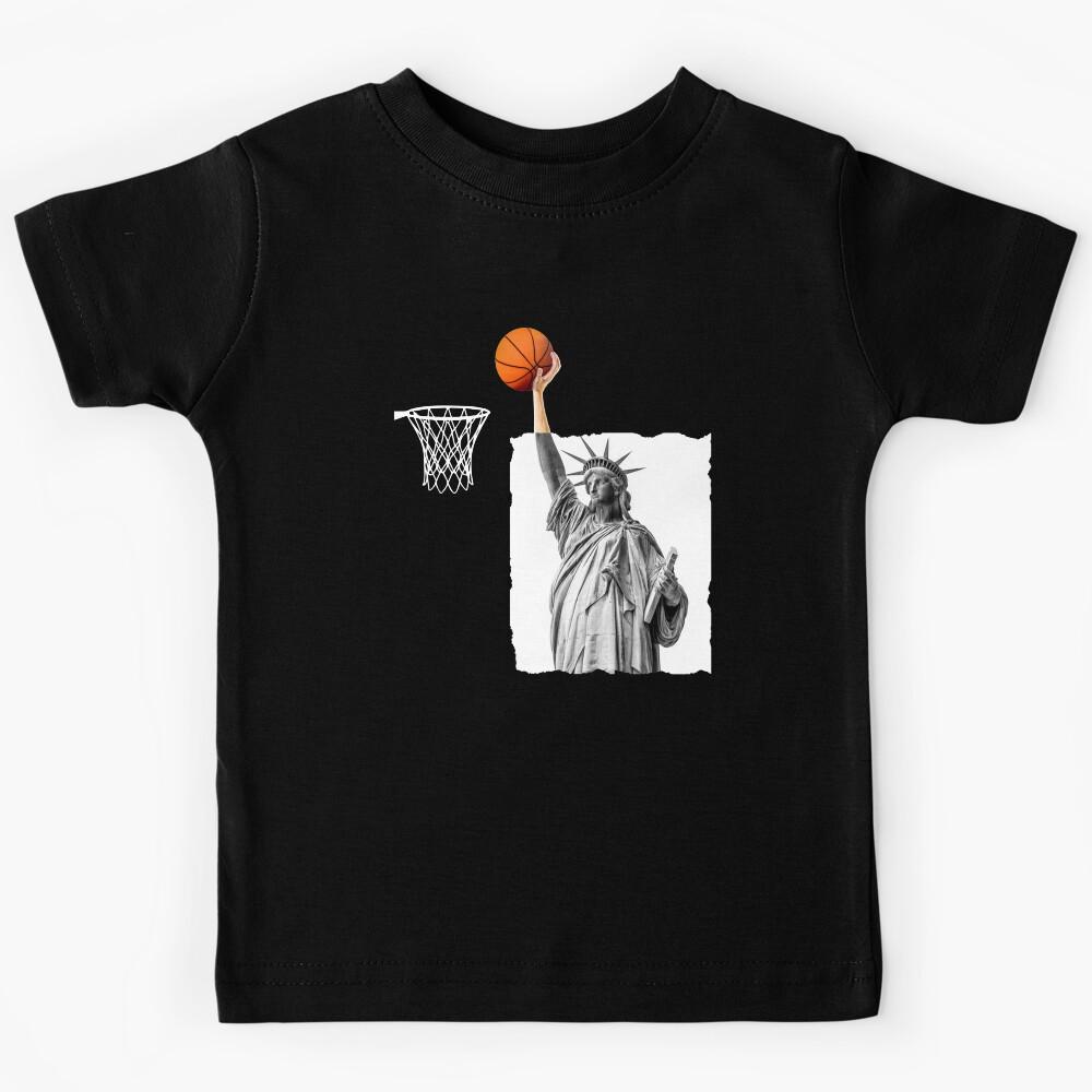 Funny Statue Of Liberty Basketball Collage Art Kids T-Shirt 140