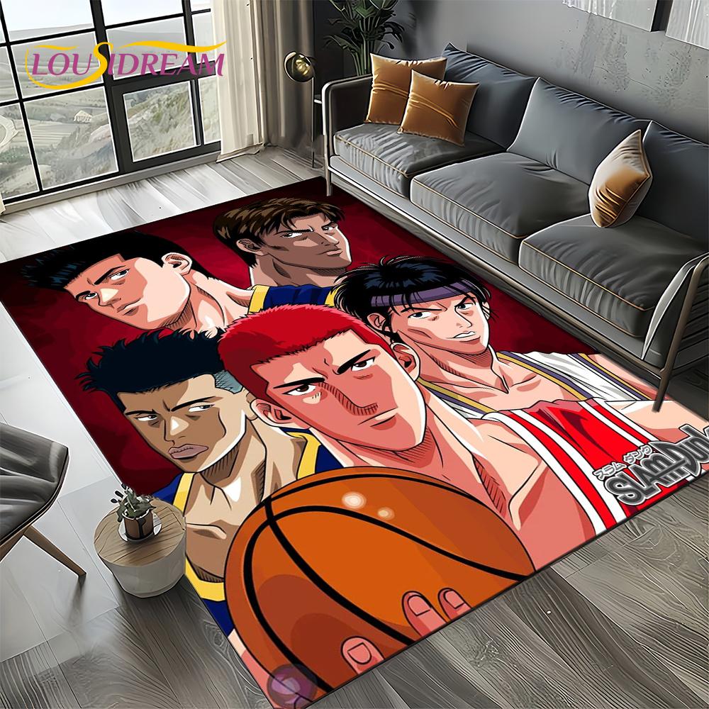 2025 New Cartoon Slam Dunk Anime Basketball Carpet Rug for Bedroom Living Room Home Sofa Decoration,kid Play Decor Floor Mat