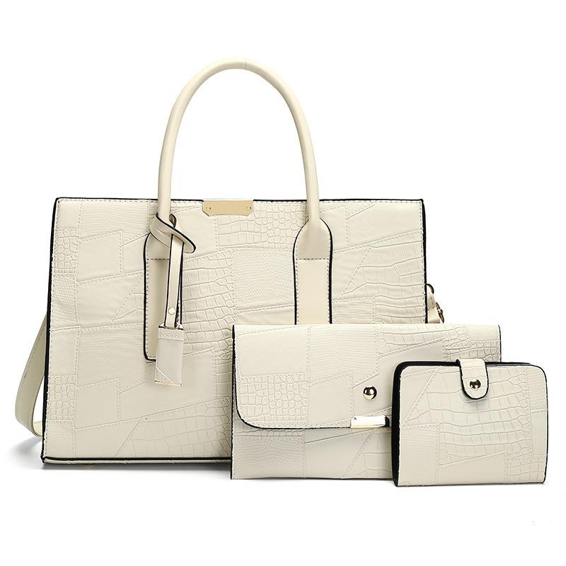 New women's bag embossed women's shoulder bag three-piece set portable messenger bag tide