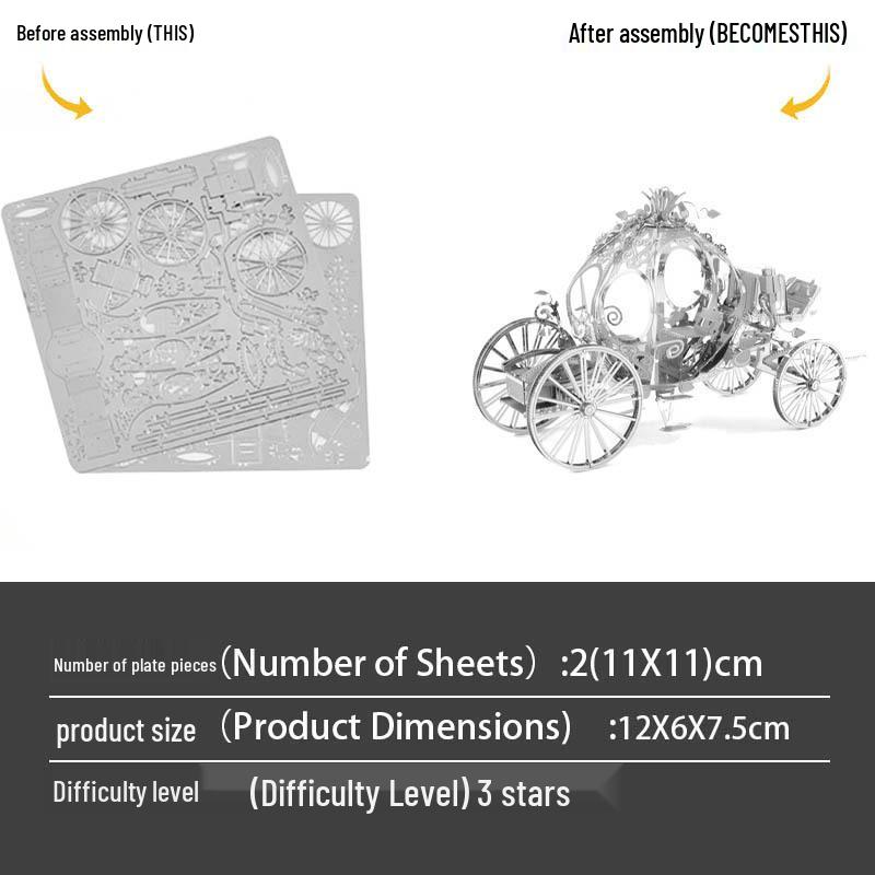 

Цельнометаллический 3D пазл в виде тыквенной кареты: Сделай сам модель из нержавеющей стали, без клея