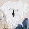 Fashion Cartoon Cat Plant Casual New Lovely Tees Women Short Sleeve Lady Female Graphic Tops Clothes Print Tshirt TShirt
