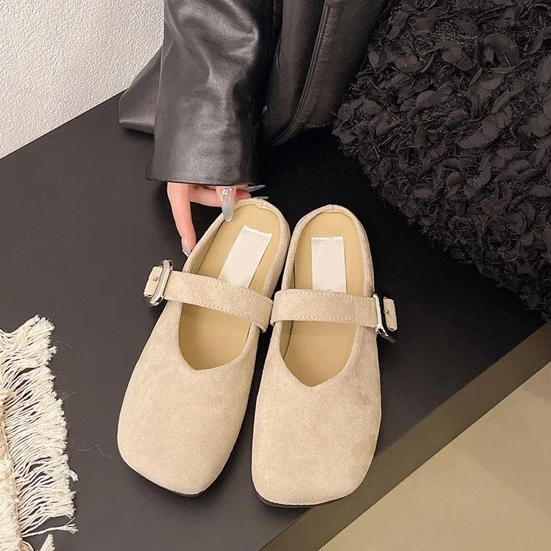 Women's Mules Slippers Square Toe Design Baotou Half Slippers Fashion Casual Walking Flat Bottom Slippers for Women Mules Slides