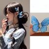 Retro Butterfly Hair Clip For Women Cute Blue Bow Hairclip Girls Pearl Barettes Kid Pink Hairpin Hanfu Hair Accessory