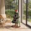Cat Tree, Christmas Cat Tower with Dual Condos, Sisal Ladder, Jute Posts, Anti-Tip Rope, Hanging Balls, 60 x 60 x 132 cm