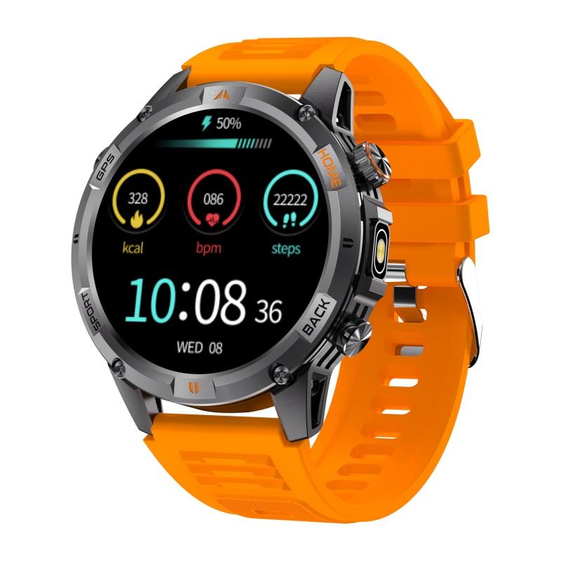 

New Smart Sports Watches Outdoor Flashlight Compass GPS Smart Watch Blue Tooth Call IP68 Waterproof Health Smartwatch 580Mah