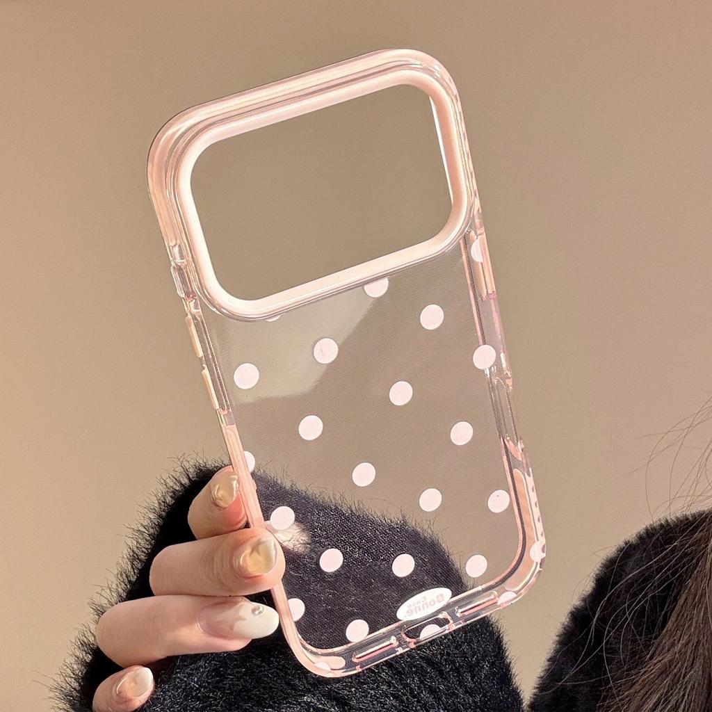 Solid Color Polka Dot IPhone17 Apple 16promax Mobile Phone Case Suitable for 14 Simple Japanese and Korean Style 13 Transparent 15 Soft Ke