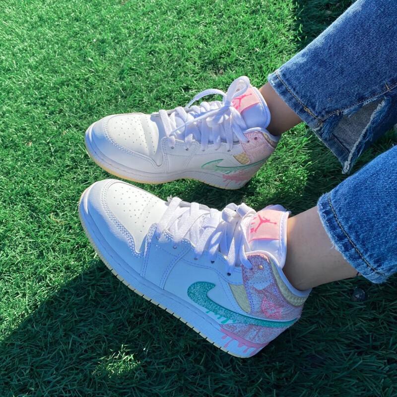 Air Jordan 1 Mid SE GS Ice Cream Kinder-Sneaker Weiß Arctic-Punch Pale-Vanilla DD1666-100