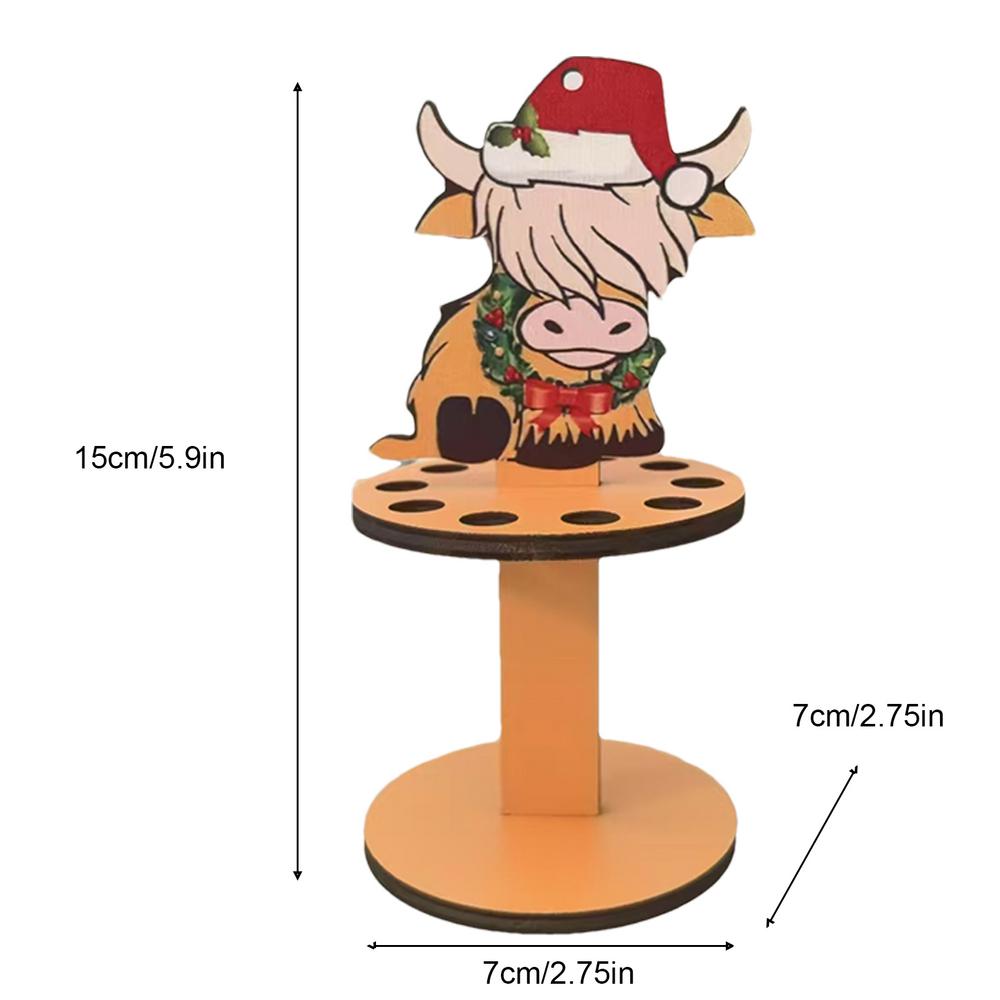 

Wooden Cash Holder Highland Cow Money Organizer With 10 Holes Christmas Ornament Holiday Table Decoration Cash Stand For Placing синій