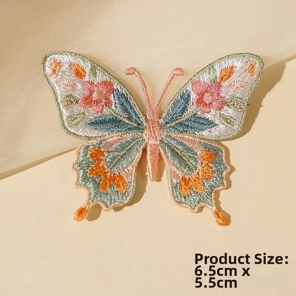 2pcs 2pcs Flower Patches Embroidery Design Butterfly Patches Heat Transfer Patches  For DIY Clothing C-2PCS