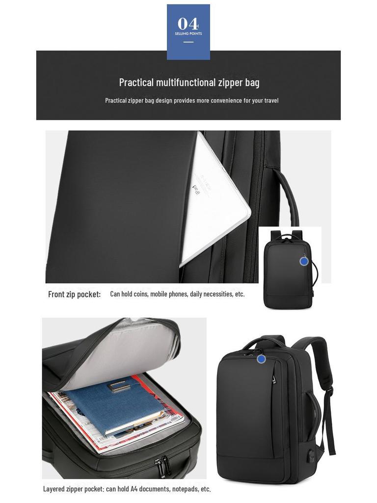 High-Capacity Waterproof Men's Business Travel Backpack - Fashionable and Durable for Laptops