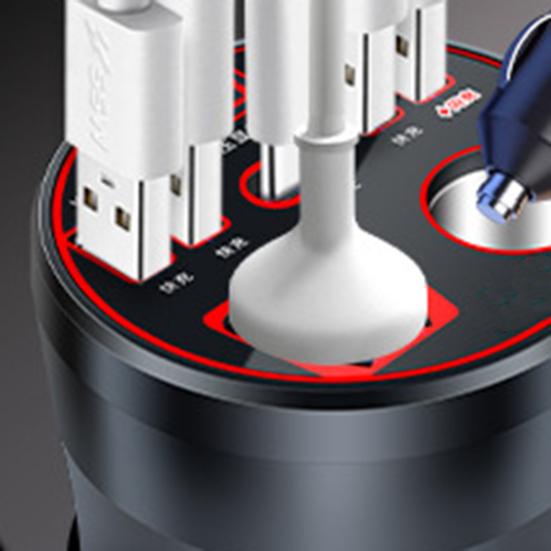 200W Měnič napětí do auta 4 USB 1 port typu C se zásuvkou AC 12V na 220V Rychlonabíjecí konvertor pro notebooky telefony