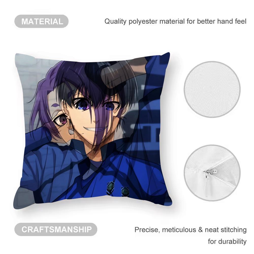 C-Comics Seishiro Nagi Cushion Cover Anti-dustmite Pillowcase Invisible Zipper Silky Short Plush Sofa Cushion Cover