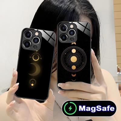 Sun Moon Mobile Cell Phone Case for iPhone 17 16 15 14 13 12 11 Air Pro Max Plus Mini MagSafe Glass Colorful Cover Cover Luxury