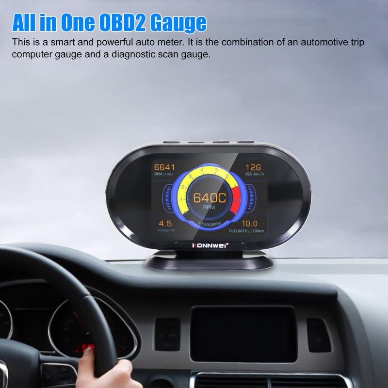 Kw206 2 In 1 Car Fault Scanner Obd2 Gps Digital Speedometer Hud Head Up Display Alarm Diagnostic