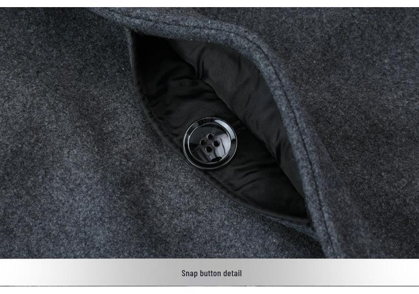 Men's Mid-Length Wool Lapel Winter Coat - Inner Lined, Middle-Aged Business Jacket 03