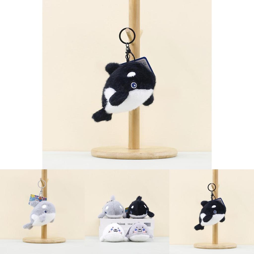 Adorable Plush Whale And Seal Keychain Accessories Soft Stuffed Animal Toys