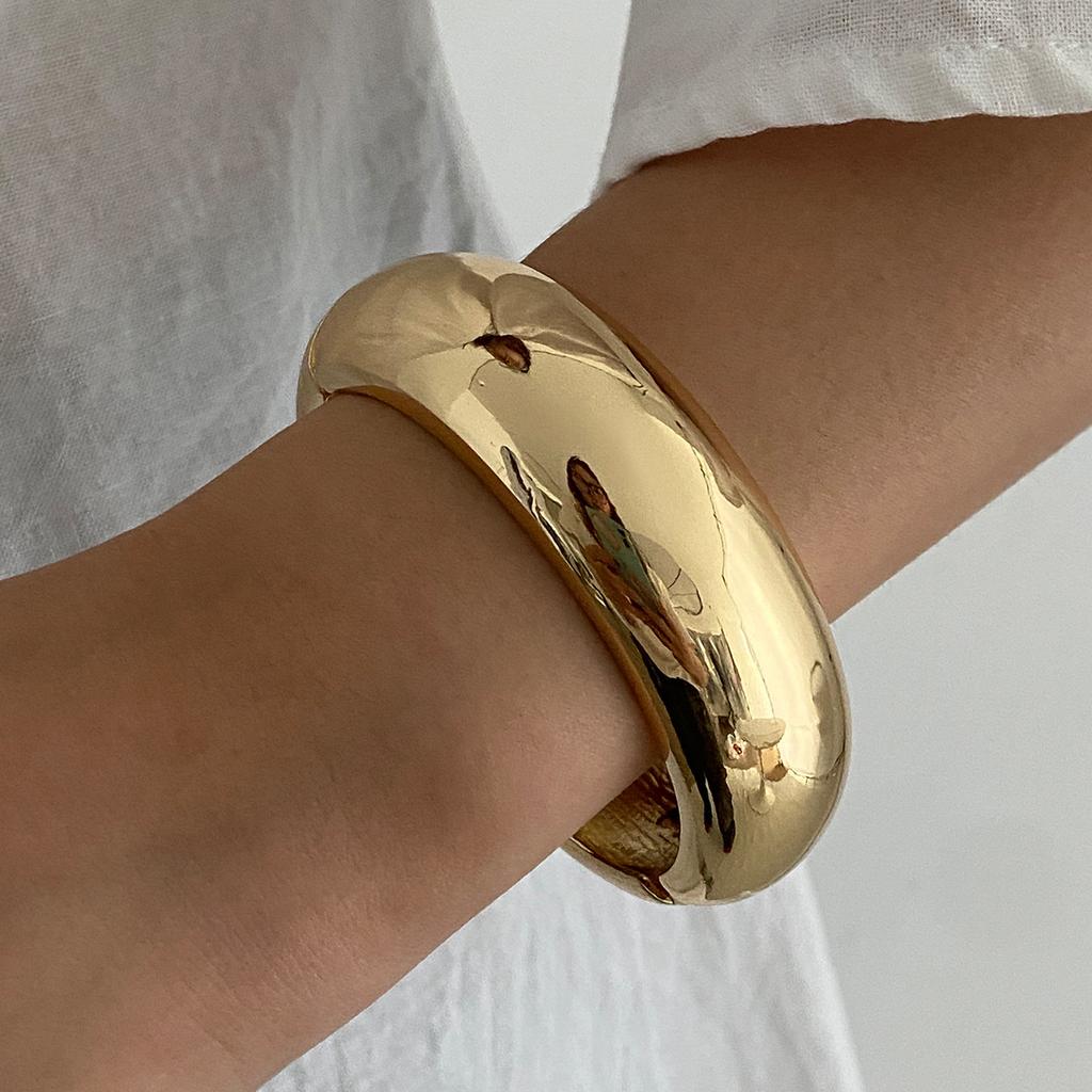 Fashion Fresh Gradient Texture Resin Bracelet Geometric Irregular Alloy Bangle for Women