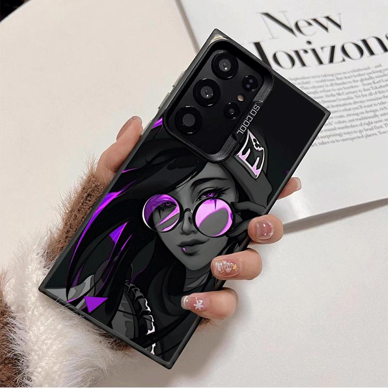 V-Valorant Game Black Cool Soft Phone Case for Samsung Galaxy S24 S25 FE S26 Edge S23 Ultra S22 Plus S21 + Shockproof Cover Back