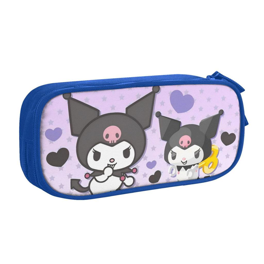 Kuromi Blue Double-Layer Pencil Case for School Students - Creative Stationery Box for Boys and Girls