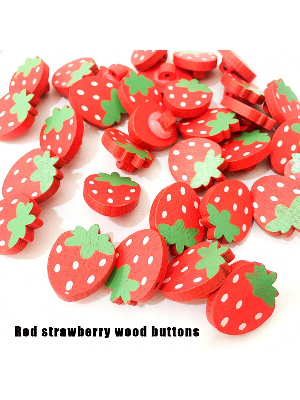 

20pcsWooden strawberry wood button clothing accessories children s cartoon shape buttons