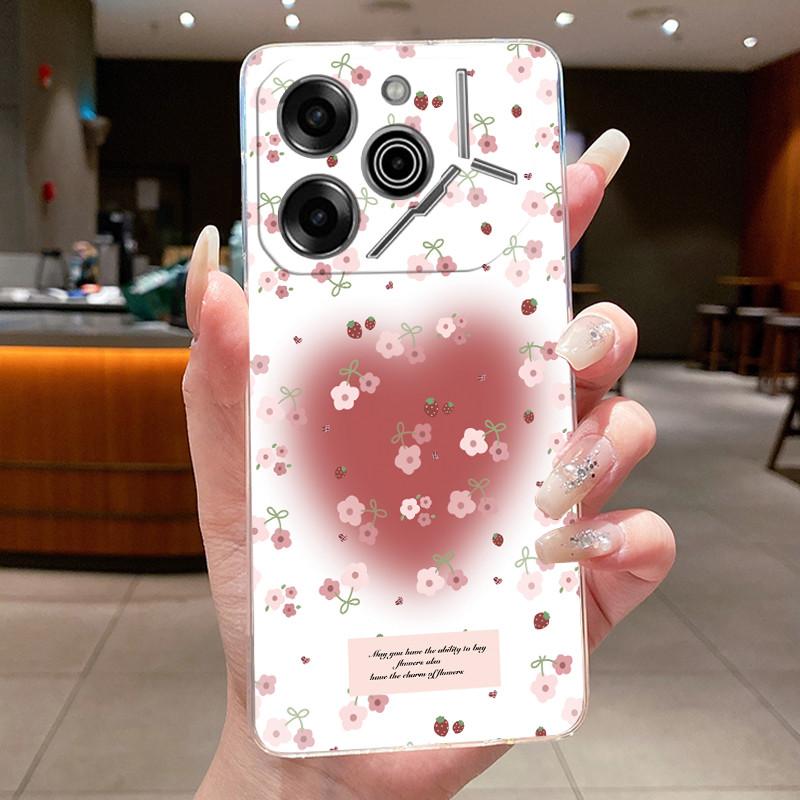 Phone Case For Tecno Pova 6 Pro 5G LI9 Case Tecno Pova 6 5G LI7 Back Cover Luxury Butterfly Flowers Transparent Soft TPU Casing