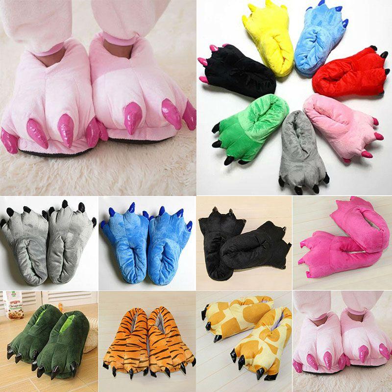 Cozy Dinosaur Cosplay Costume Slippers With Soft Plush Paw Shoes For Winter Warmth