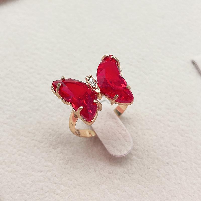 16 Colors Crystal Butterfly Ring Fashion Popular Women's Party Jewelry Charm Adjustable Ring Best Friend Gift Wedding Gift
