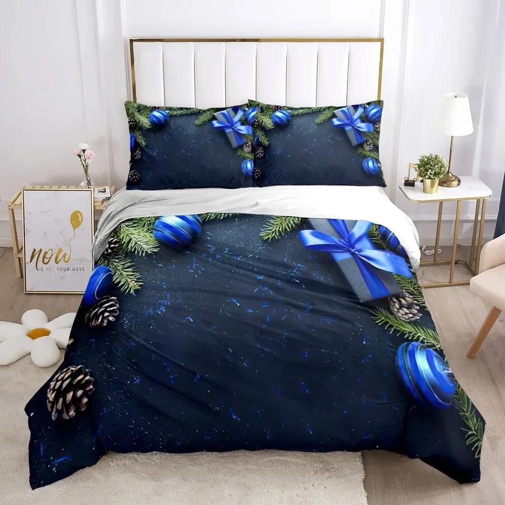 Chirstmas Påslakan Barns sovrum 3D Tecknad Merry Chirstmas Enkelsängset Polyester Jultomten Gott Nytt År påslakan