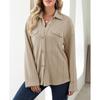 Women's Casual Fashion Solid Color Shirt Lapel Single Breasting Loose Coat
