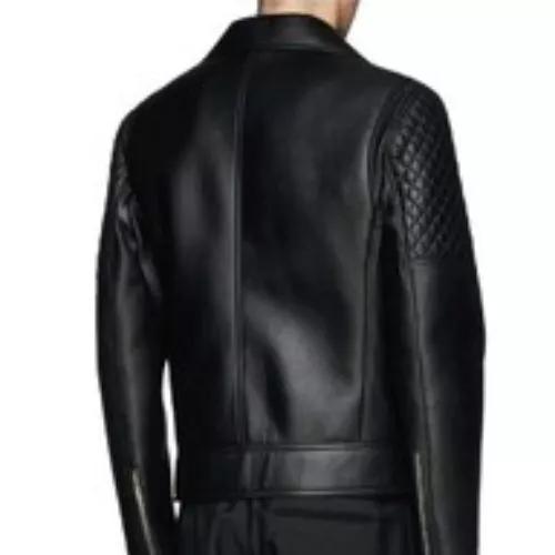 Fashionable Black Stylish Handmade Motorcycle Real Biker Men's Leather Jacket