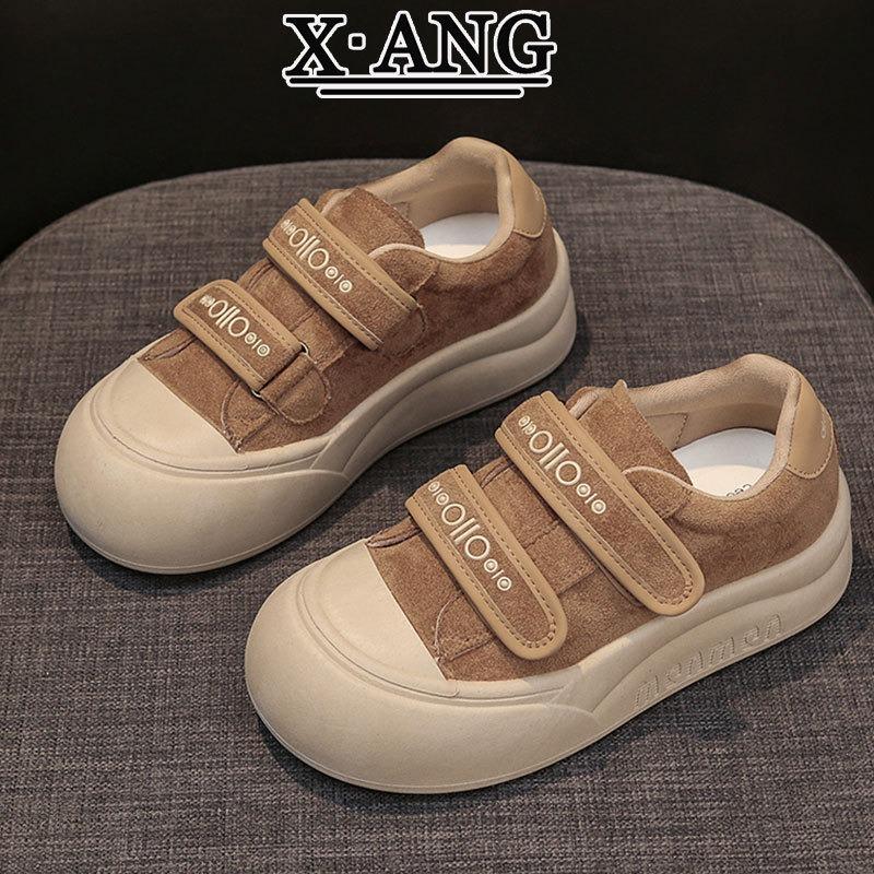 Velcro Bread Shoes Leather Board Shoes Women's Platform White Shoes New Autumn Women's Shoes Casual Sports Shoes