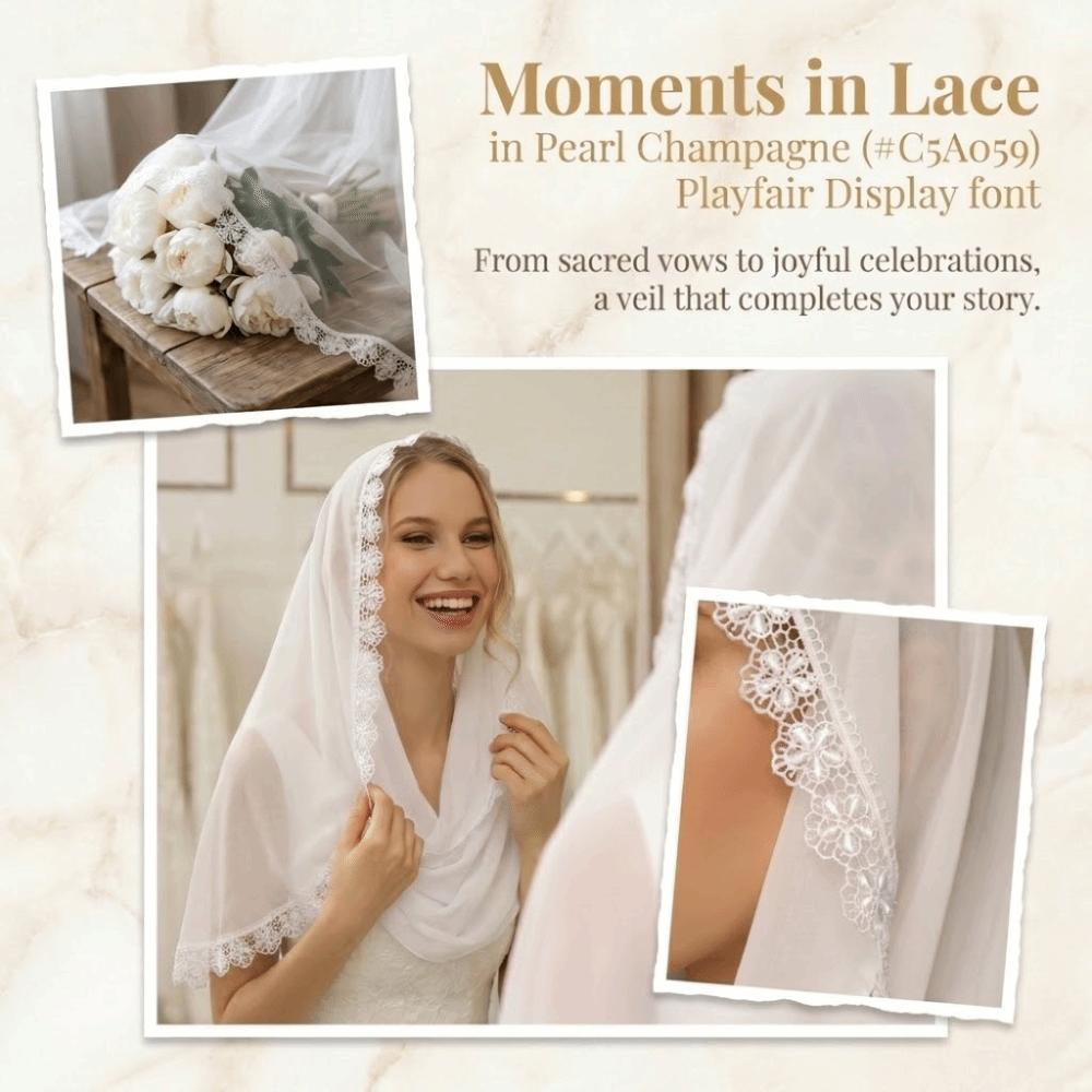 Solid Color Wedding Hijab Lace Trim Cathedral Veil Vintage Bridal Headscarf Church Ceremony
