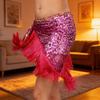 Lenço de Quadril para Dança do Ventre Feminino com Franjas e Lantejoulas Saia Triangular de Amarrar Corrente de Cintura Fantasia de Performance para Festival de Música