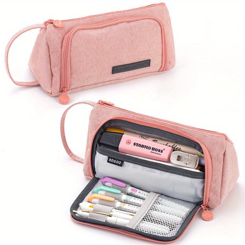 School Pen Pencil Bag Pencil Case Stationary Pen Storage Bag Multi Layer Large Capacity Cosmetic Travel Storage Bag Simple Plaid