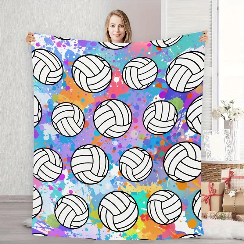 

Volleyball Cartoon Print Flannel Blanket Cozy and Warm Great for Bed Travel Sofa Camping and Office Decoration Christmas 75x100cm